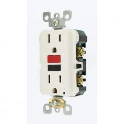 Leviton 15 Amp Self-Test SmartlockPro Slim Duplex GFCI Outlet, White -Surge Protectors Sales Store white leviton electrical outlets receptacles r72 gfnt1 0rw 1d 1000