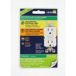 Leviton 15 Amp 125-Volt Duplex Self-Test SmartlockPro Tamper Resistant AFCI/GFCI Dual Function Outlet, White -Surge Protectors Sales Store white leviton electrical outlets receptacles r92 agtr1 0kw c3 1000