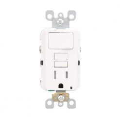 Leviton 15 Amp 125-Volt Combo Self-Test Tamper-Resistant GFCI Outlet and Switch, White -Surge Protectors Sales Store white leviton electrical outlets receptacles r92 gfsw1 0kw 44 1000