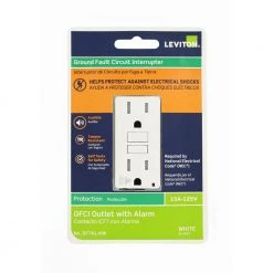 Leviton SmartlockPro 15 Amp 125-Volt Self-Test Tamper-Resistant GFCI Outlet with Audible Trip Alert, White -Surge Protectors Sales Store white leviton electrical outlets receptacles r92 gfta1 0kw 1f 1000