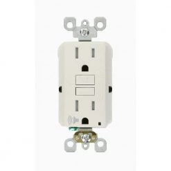 Leviton SmartlockPro 15 Amp 125-Volt Self-Test Tamper-Resistant GFCI Outlet with Audible Trip Alert, White