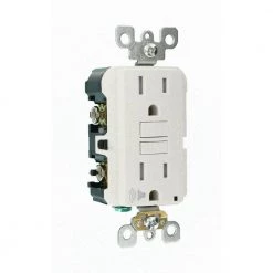 Leviton SmartlockPro 15 Amp 125-Volt Self-Test Tamper-Resistant GFCI Outlet with Audible Trip Alert, White -Surge Protectors Sales Store white leviton electrical outlets receptacles r92 gfta1 0kw a0 1000
