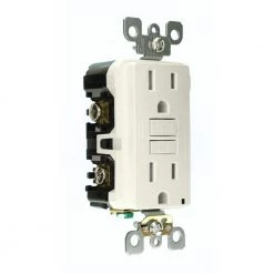 Leviton 15 Amp 125-Volt Duplex SmarTest Self-Test SmartlockPro Tamper Resistant GFCI Outlet, White -Surge Protectors Sales Store white leviton electrical outlets receptacles r92 gftr1 0kw a0 1000