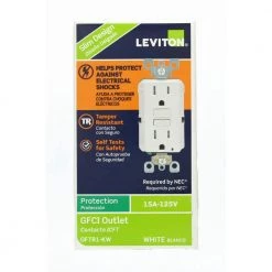 Leviton 15 Amp 125-Volt Duplex SmarTest Self-Test SmartlockPro Tamper Resistant GFCI Outlet, White -Surge Protectors Sales Store white leviton electrical outlets receptacles r92 gftr1 0kw d4 1000