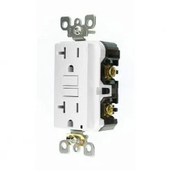 Leviton 20 Amp 125-Volt Duplex SmarTest Self-Test SmartlockPro Tamper Resistant GFCI Outlet, White -Surge Protectors Sales Store white leviton electrical outlets receptacles r92 gftr2 0kw 1d 1000