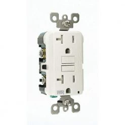 Leviton 20 Amp 125-Volt Duplex Self-Test Tamper Resistant/Weather Resistant GFCI Outlet, White -Surge Protectors Sales Store white leviton electrical outlets receptacles r92 gfwt2 0kw a0 1000