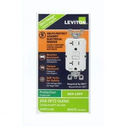 Leviton 20 Amp 125-Volt Duplex Self-Test Tamper Resistant/Weather Resistant GFCI Outlet, White -Surge Protectors Sales Store white leviton electrical outlets receptacles r92 gfwt2 0kw d4 1000