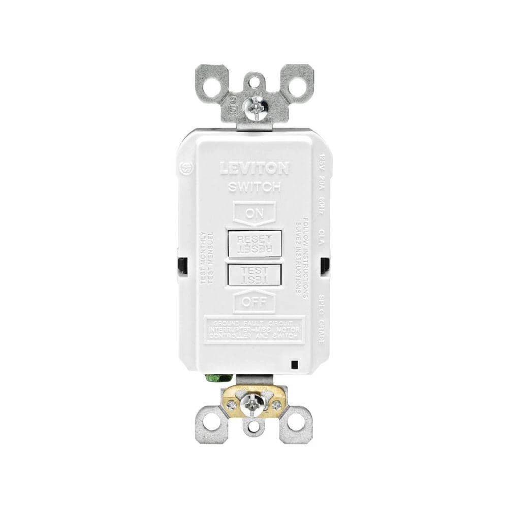 Leviton 20 Amp 125-Volt Combo Self-Test Blank Face GFCI Outlet, White 1 Leviton 20 Amp 125-Volt Combo Self-Test Blank Face GFCI Outlet, White