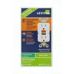 Leviton 15 Amp 125-Volt Self-Test Tamper Resistant GFCI Outlet, White -Surge Protectors Sales Store white leviton electrical outlets receptacles r99 gftr1 rkw d4 1000