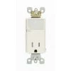 Leviton Decora 15 Amp Combination Single Outlet with LED Sensor Guide Light, White