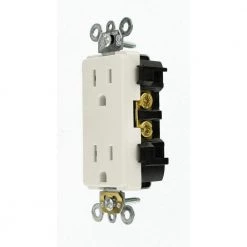 Leviton Decora Plus 15 Amp Industrial Grade Duplex Outlet, 4-Pack, White -Surge Protectors Sales Store white leviton electrical outlets receptacles v04 16252 w0s 40 1000