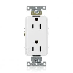 Leviton Decora Plus 15 Amp Industrial Grade Duplex Outlet, 4-Pack, White