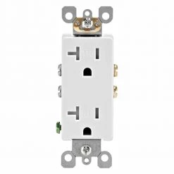 Leviton Decora 20 Amp Ultrasonic Tamper Resistant Duplex Outlet, White (10-Pack)