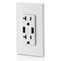 Leviton 20 Amp 125-Volt Decora Combination Duplex Outlet and USB Charger, White (3-Pack) -Surge Protectors Sales Store white leviton electrical outlets receptacles vb1 t5832 thd 1f 1000