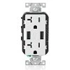Leviton 20 Amp 125-Volt Decora Combination Duplex Outlet and USB Charger, White (3-Pack)