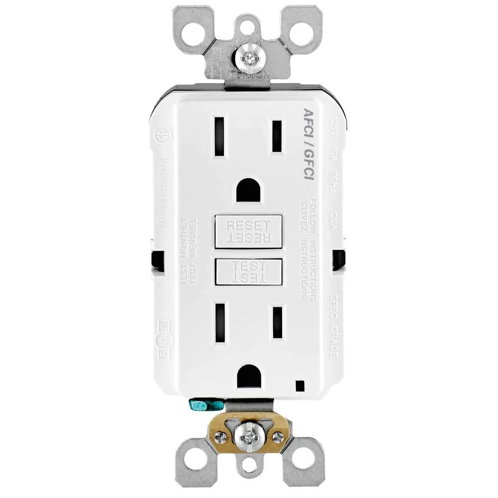 Leviton 15 Amp 125-Volt Self-Test SmartlockPro Tamper Resistant AFCI/GFCI Dual Function Duplex Outlet, White (20-Pack) 1 Leviton 15 Amp 125-Volt Self-Test SmartlockPro Tamper Resistant AFCI/GFCI Dual Function Duplex Outlet, White (20-Pack)