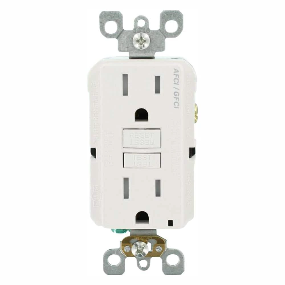 Leviton 15 Amp 125-Volt Duplex Self-Test SmartlockPro Tamper Resistant AFCI/GFCI Dual Function Outlet, White (3-Pack) 1 Leviton 15 Amp 125-Volt Duplex Self-Test SmartlockPro Tamper Resistant AFCI/GFCI Dual Function Outlet, White (3-Pack)