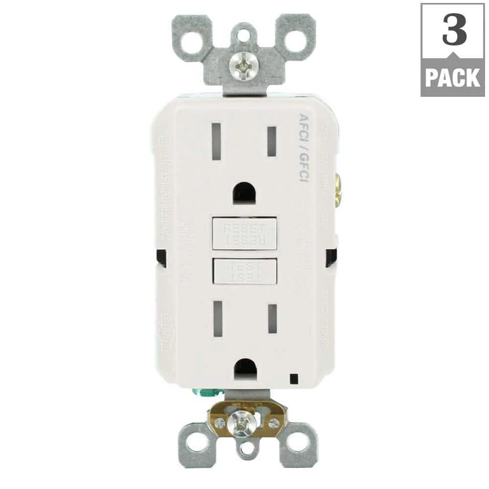 Leviton 15 Amp 125-Volt Duplex Self-Test SmartlockPro Tamper Resistant AFCI/GFCI Dual Function Outlet, White (3-Pack) 6 Leviton 15 Amp 125-Volt Duplex Self-Test SmartlockPro Tamper Resistant AFCI/GFCI Dual Function Outlet, White (3-Pack) - Image 6