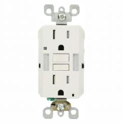 Leviton 15 Amp Self-Test SmartlockPro Combo Duplex Guide Light and Tamper Resistant GFCI Outlet, White (3-Pack)