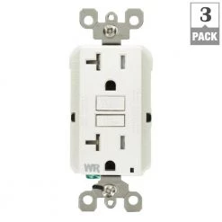 Leviton 20 Amp 125-Volt Duplex Self-Test Tamper Resistant/Weather Resistant GFCI Outlet, White (3-Pack) -Surge Protectors Sales Store white leviton electrical outlets receptacles vw3 gfwt2 hw3 c3 1000