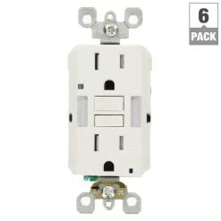 Leviton 15 Amp Self-Test SmartlockPro Combo Duplex Guide Light and Tamper Resistant GFCI Outlet, White (6-Pack) -Surge Protectors Sales Store white leviton electrical outlets receptacles vw6 gfnl1 hw6 44 1000