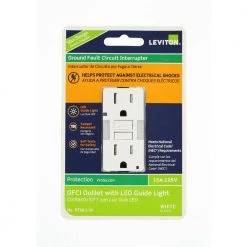 Leviton 15 Amp Self-Test SmartlockPro Combo Duplex Guide Light and Tamper Resistant GFCI Outlet, White (6-Pack) -Surge Protectors Sales Store white leviton electrical outlets receptacles vw6 gfnl1 hw6 4f 1000