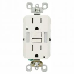 Leviton 15 Amp Self-Test SmartlockPro Combo Duplex Guide Light and Tamper Resistant GFCI Outlet, White (6-Pack)