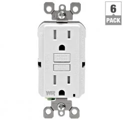 Leviton 15 Amp 125-Volt Duplex Self-Test Tamper Resistant/Weather Resistant GFCI Outlet, White (6-Pack) -Surge Protectors Sales Store white leviton electrical outlets receptacles vw6 gfwt1 hw6 66 1000