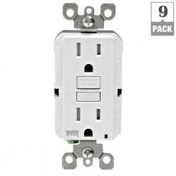 Leviton 15 Amp 125-Volt Duplex Self-Test Tamper Resistant/Weather Resistant GFCI Outlet, White (9-Pack) -Surge Protectors Sales Store white leviton electrical outlets receptacles vw9 gfwt1 hw9 66 1000