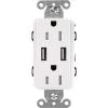 Lutron Claro 15 Amp 125-Volt Tamper Resistant Duplex USB Outlet, White