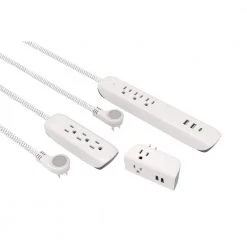 Commercial Electric 4 ft. Multiple Outlet and Wall Mounted Surge Protector Set (3-Pack)