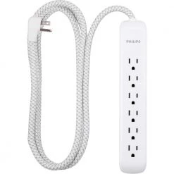Philips 6 ft. Cord 6-Outlet Braided Cord Surge Protector