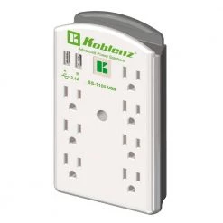 Koblenz 7-Outlet Surge Protector and 2-USB (SS-1100 USB) -Surge Protectors Sales Store white plastic koblenz surge protectors koblenz ss 1100 usb 4f 1000