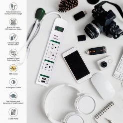 Power By Go Green 3 Outlets Surge Protector w/ 2 USB Ports -Surge Protectors Sales Store white power by go green surge protectors gg 13103usb 44 1000