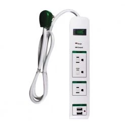 Power By Go Green 3 Outlets Surge Protector w/ 2 USB Ports