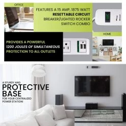 Power By Go Green 3 Outlets Surge Protector w/ 2 USB Ports -Surge Protectors Sales Store white power by go green surge protectors gg 13103usb 76 1000