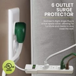Power By Go Green 6 Outlet Surge Protector with 3 ft. Heavy Duty Cord - White -Surge Protectors Sales Store white power by go green surge protectors gg 16103ms 4f 1000