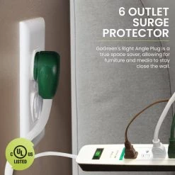 Power By Go Green 6 Outlet Surge Protector w/ 6 ft. Heavy Duty Cord -Surge Protectors Sales Store white power by go green surge protectors gg 16326usb 4f 1000