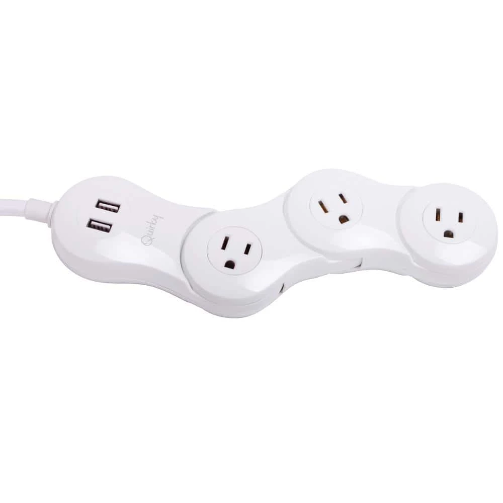 Quirky Pivot Power Desktop Flexible 3-Outlet, 2 USB Surge Protector with 4 ft. Cord 2 Quirky Pivot Power Desktop Flexible 3-Outlet, 2 USB Surge Protector with 4 ft. Cord - Image 2