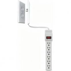 Surge Protectors Sales Store 54 Sleek Socket 6 ft. 6-Outlet Surge Protector and Plug Concealer with Cord Management Kit