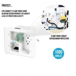 Epic Connect Flat Panel TV Surge Protected Power Relocation Organizer Kit -Surge Protectors Sales Store white surge protectors ec iws2 76 1000