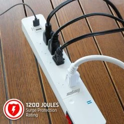 Energizer Smart Wi-Fi 4-Outlet 2 USB Ports Power Strip Surge Protector, 1,200 Joules, Voice Control -Surge Protectors Sales Store white surge protectors eis3 1000 wht c3 1000