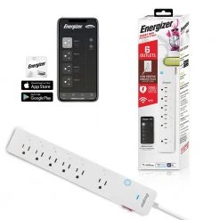Energizer Smart Wi-Fi 6-Outlet Smart Surge Protector, 1,200 Joules, Works With Alexa/Siri/Google