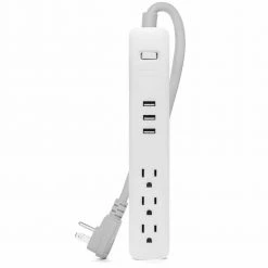 WYZE Surge Protector 4 ft. 3-Outlets, 15 Amp 3 USB Ports Overload Protection, Power Cord, UL and FCC Certified in White