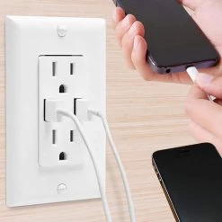 TruePower Electrical Duplex Outlet Receptacle with 2-USB Ports, 1-High Power USB-C Port and Another USB-A, Total 4.8 Amp/24-Watt -Surge Protectors Sales Store white truepower electrical outlets receptacles ace 9501hd 31 1000