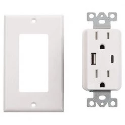 TruePower Electrical Duplex Outlet Receptacle with 2-USB Ports, 1-High Power USB-C Port and Another USB-A, Total 4.8 Amp/24-Watt -Surge Protectors Sales Store white truepower electrical outlets receptacles ace 9501hd c3 1000