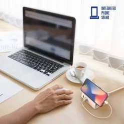 Tzumi Power Dock 2-Outlet Multi-Port Surge Protector and Phone Stand -Surge Protectors Sales Store white tzumi surge protectors 8447hd 1f 1000