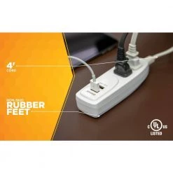 Woods 4 ft. 2-Outlet Desktop Surge Protector and USB Charger Extension Cord -Surge Protectors Sales Store white woods surge protectors 41226 44 1000