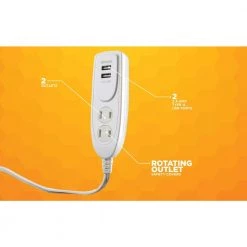 Woods 4 ft. 2-Outlet Desktop Surge Protector and USB Charger Extension Cord -Surge Protectors Sales Store white woods surge protectors 41226 4f 1000