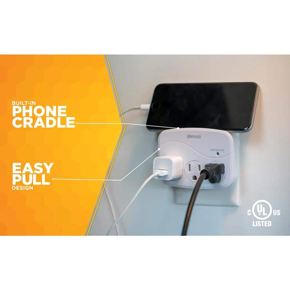 Woods 3-Outlet Surge Tap with Phone Cradle 5 Woods 3-Outlet Surge Tap with Phone Cradle - Image 5